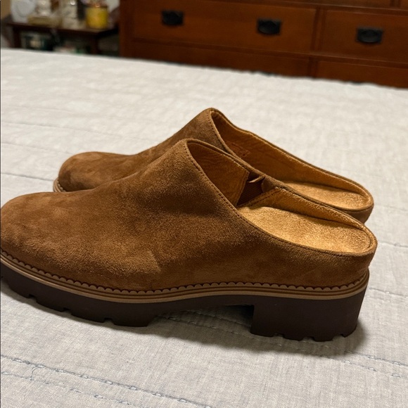 Brown Suede Slip-On Clogs - Picture 1 of 5